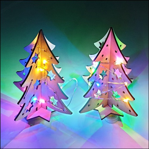 DIY 무지개 LED 나무조명등(크리스마스트리)